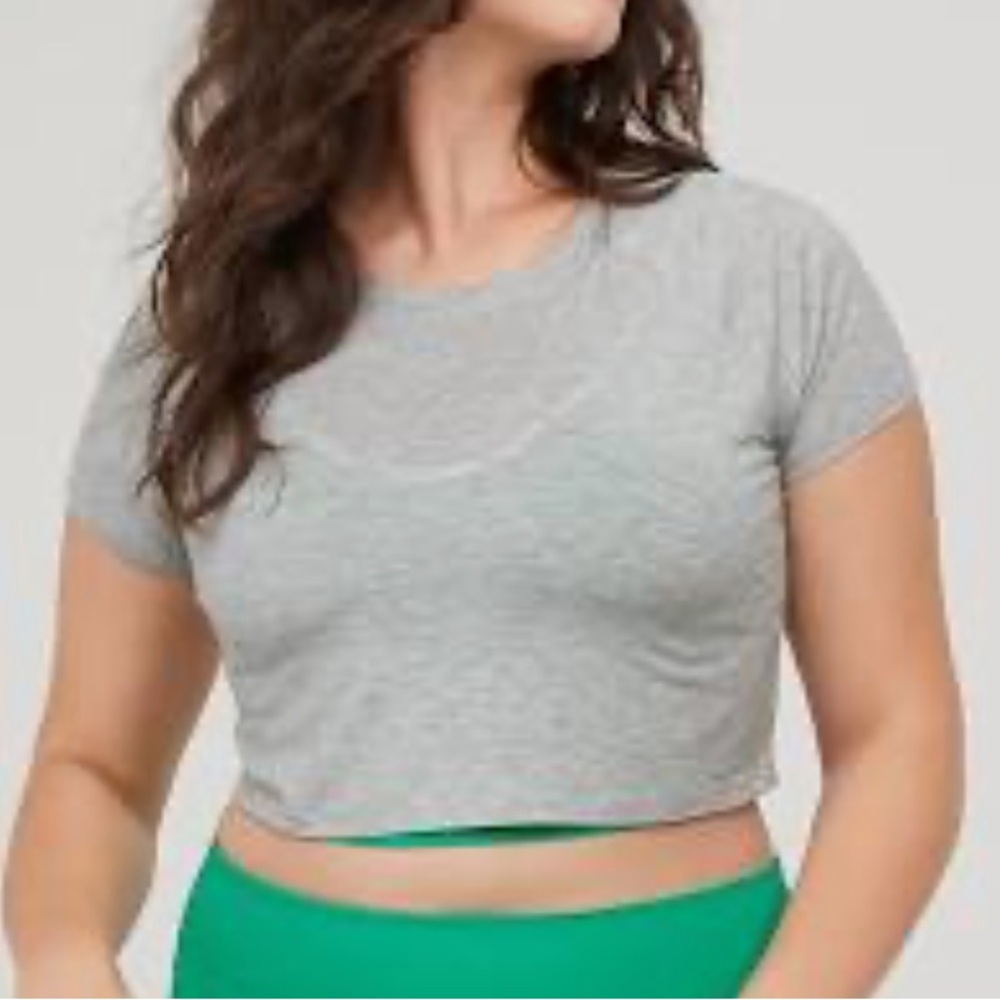 OFFLINE BY AERIE Thumbs Up Cropped T-Shirt - Medium Heather Gray